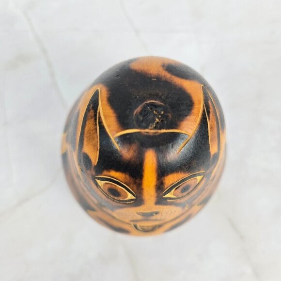 Handmade Folk Art Guard Dog Made From a Gourd Carved Burned Freestanding - Picture 9 of 11